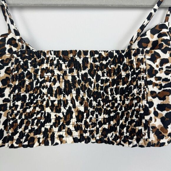 EXPRESS X ROCKY BARNES | Linen Blend Leopard Bow Front Crop Top Women’s Size S - Picture 9 of 11